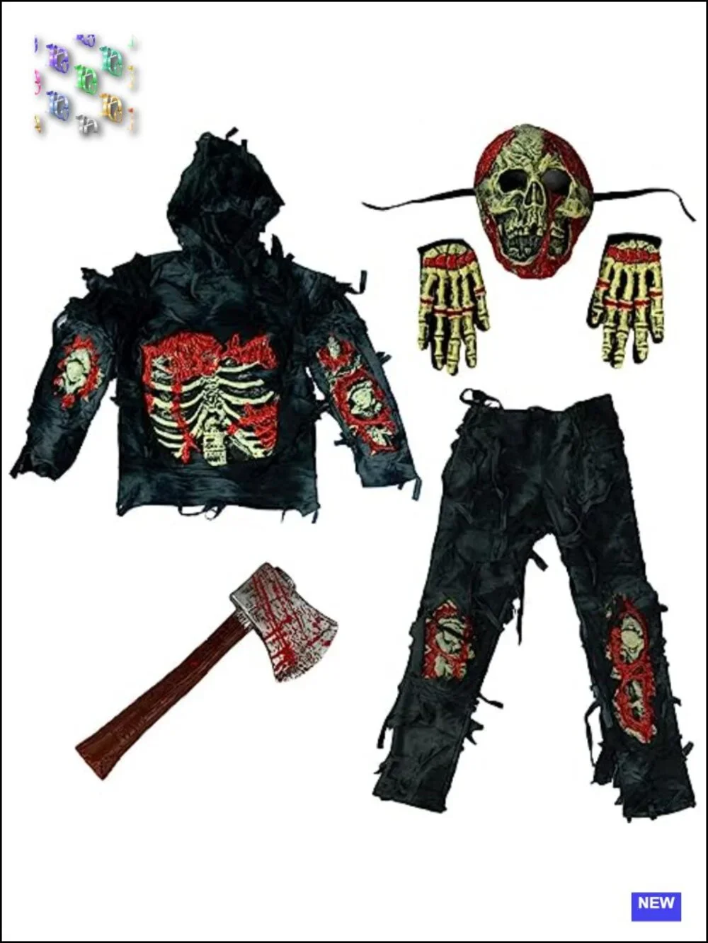 Kids Deluxe Zombie Costume with Mask Gloves and Axe